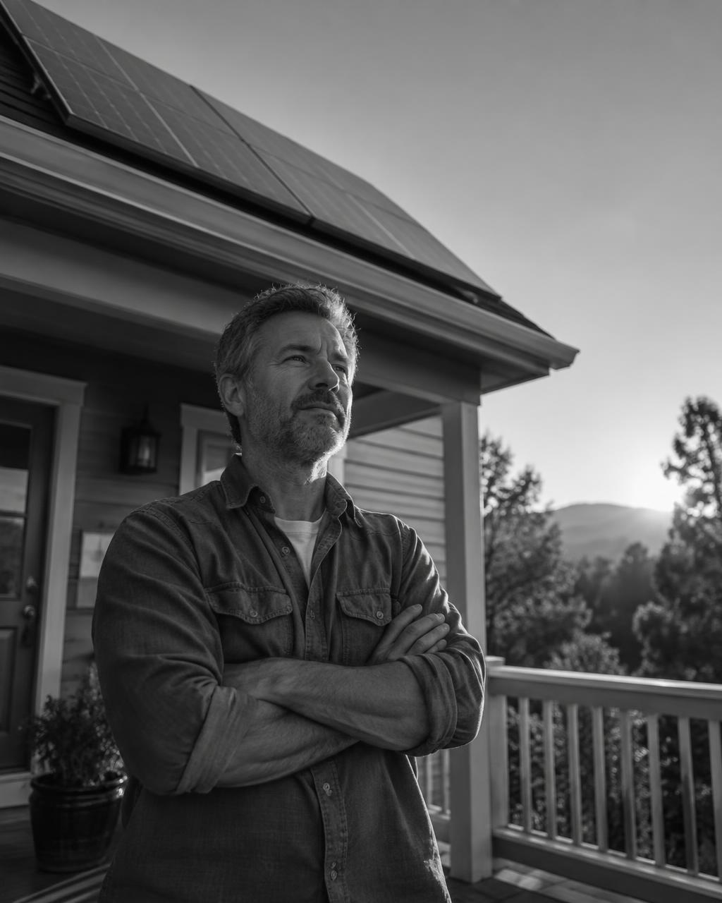 Homeowner on his porch